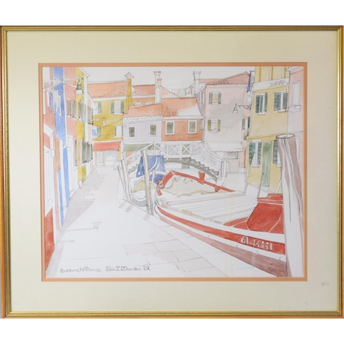 74 - COLIN TREVOR JOHNSON (b.1942) PENCIL AND WATERCOLOUR‘Burano, Nr Venice’Signed, titled and dated (19)... 