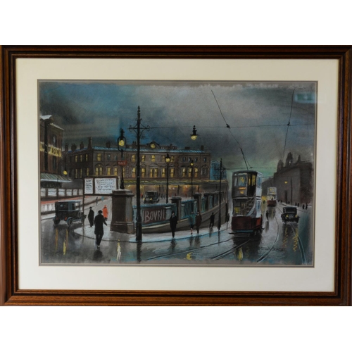 150 - STEVEN SCHOLES (b.1952)PASTEL London Road, Manchester Signed, titled to label verso 19” x 28 ¾” (48.... 