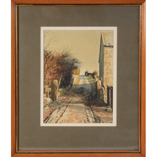 162 - PETER WILLIAMS (TWENTIETH CENTURY) THREE WATERCOLOURS‘Winter? Posts’, (19)86 11 ½” x 8” (29.2cm x 20... 