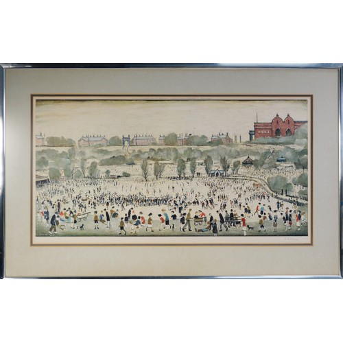 88 - LAURENCE STEPHEN LOWRY (1887-1976)ARTIST SIGNED COLOUR PRINT 'Peel Park', Guild stamped 15