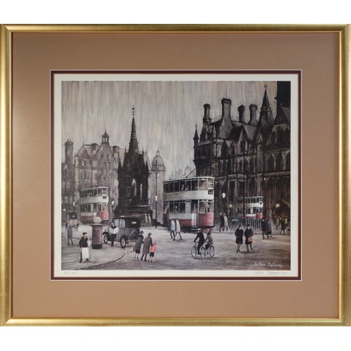 16 - ARTHUR DELANEY (1927 - 1987) ARTIST SIGNED LIMITED EDITION COLOUR PRINT Albert Square, Manchester Si... 