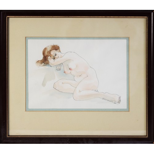 159 - ALBIN TROWSKI (1919 - 2012) PEN AND WASH DRAWING Reclining female nude Signed lower right 6 1/2in x ... 