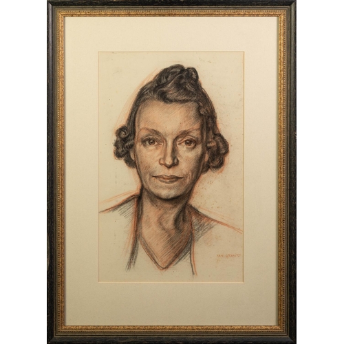 31 - IAN GRANT (1904 - 1993) CONTE CRAYON DRAWING The Artist's Mother, bust portrait Signed lower right 1... 