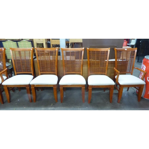 298 - A SET OF SIX CONTINENTAL HARDWOOD DINING CHAIRS, INCLUDING A PAIR OF CARVER’S ARMCHAIRS, WITH BAMBOO... 