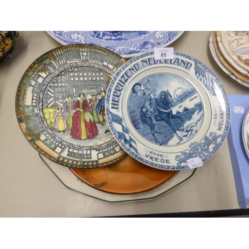 39 - DOULTON 'PEKIN' PATTERN POTTERY PLATTER; THREE ROYAL DOULTON POTTERY PLAQUES, INCLUDING OLD MORETON ... 