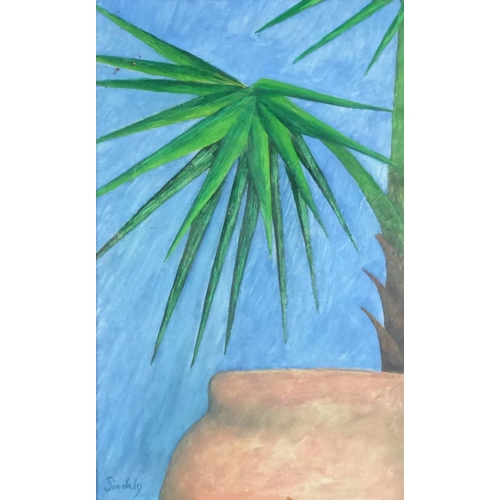 110 - SINDALY OIL PAINTING ON CANVAS Potted Palm Signed lower left 29in x 18in (74 x 46cm)... 