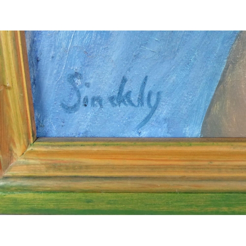 110 - SINDALY OIL PAINTING ON CANVAS Potted Palm Signed lower left 29in x 18in (74 x 46cm)... 