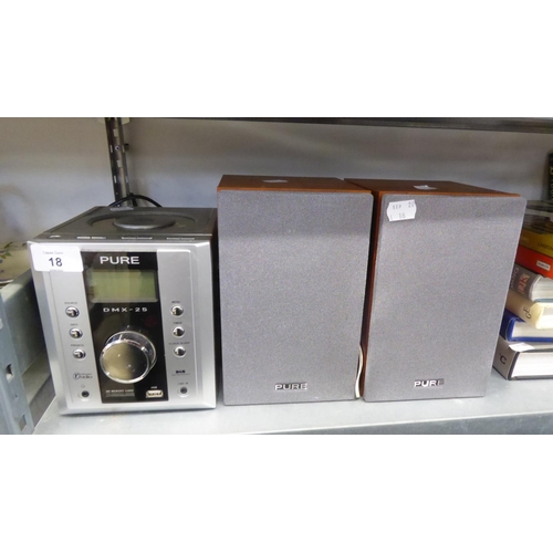 18 - A PURE DMX-25 DAB RADIO/CD PLAYER WITH A PAIR OF SPEAKERS