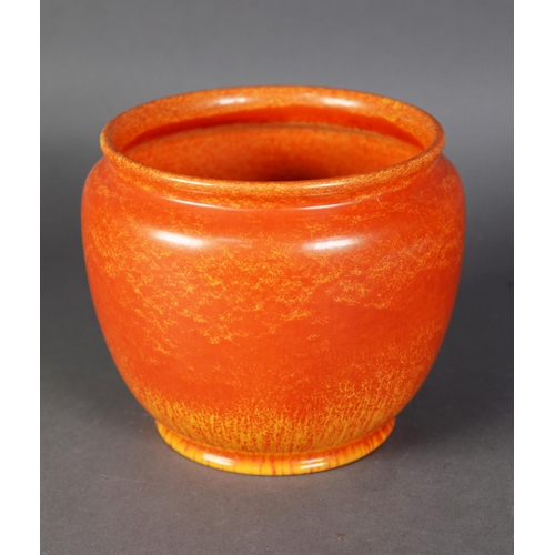 16 - PILKINGTONS ROYAL LANCASTRIAN POTTERY MONOCHROME ORANGE VERMILION GLAZED JARDINIERE, impressed mark,... 