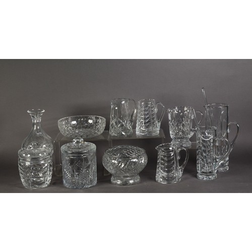 3 - SELECTION OF MODERN GOOD QUALITY CUT LEAD CRYSTAL comprising TWO BISCUIT CONTAINERS, TWO BOWLS, SIX ... 