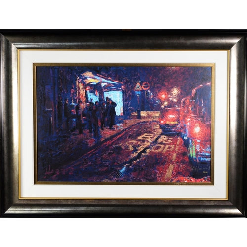 176 - ROLF HARRIS (b.1930) ARTIST SIGNED LIMITED EDITION COLOUR PRINT ‘Bus Stop, Hyde Park Corner’ (84/95)... 