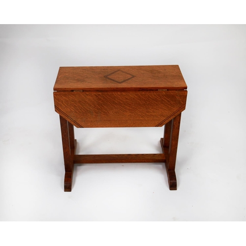 91 - TWO EARLY TWENTIETH CENTURY LIGHT OAK OCCASIONAL TABLES, one with drop leaves and swivel top, the ce... 