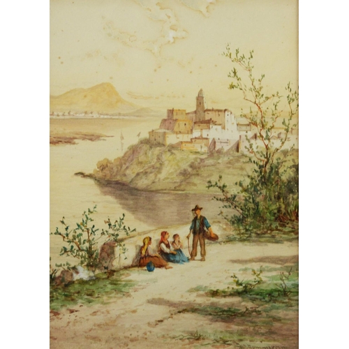 244 - WILLIAM RAYMOND DOMMERSEN (1850-1927) WATERCOLOUR DRAWING A Mediterranean coastal scene with figures... 