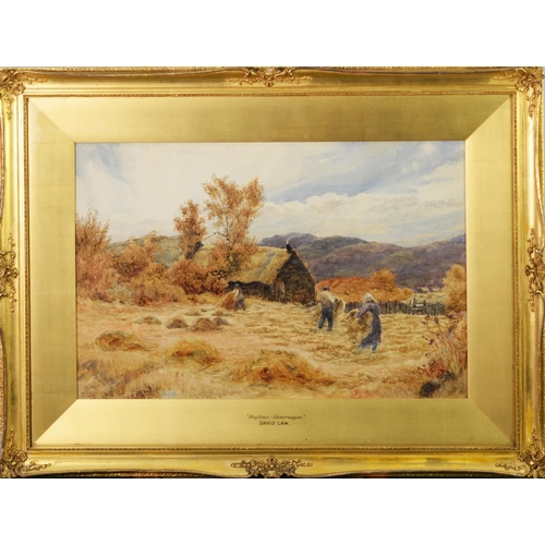 245 - DAVID LAW RBA., RPE (1831-1901) WATERCOLOUR DRAWING 'Haytime - Duncraggan' Signed lower left, named ... 