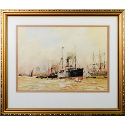 248 - J FRAY (20th CENTURY) PAIR OF WATERCOLOUR DRAWINGSShipping scenesEach signed lower right 13 ¾