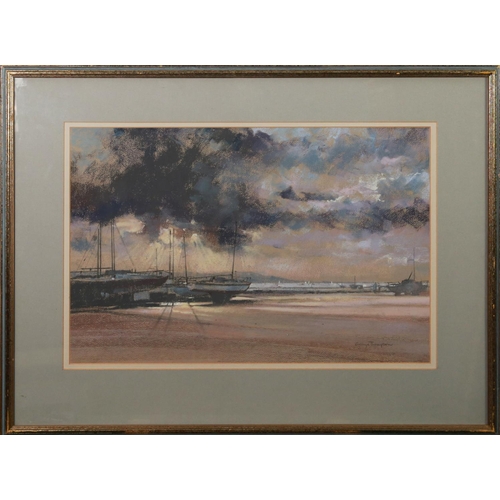 251 - GEORGE THOMPSON (1934-2019) PASTEL DRAWING‘Estuary from the Boat Yard, West Kirby’ Signed, titled ve... 