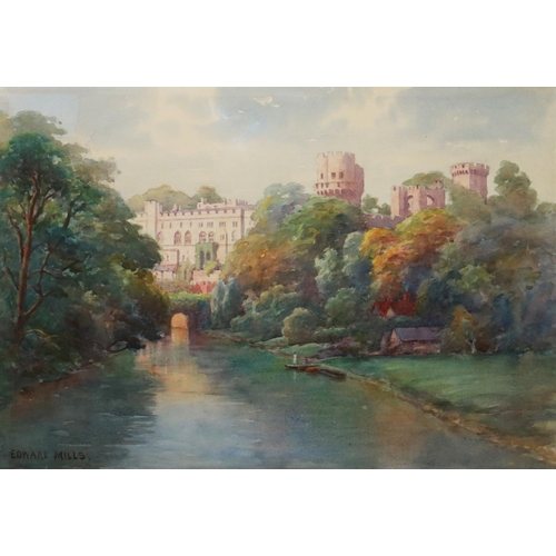 262 - EDWARD MILLS (NINETEENTH/ TWENTIETH CENTURY)PAIR OF WATERCOLOUR DRAWINGS‘Warwick Castle’ and ‘Windso... 