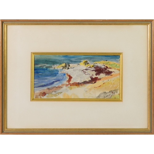 267 - WILLIAM ARMOUR RSA, RSW (1903 - 1979) WATERCOLOUR DRAWING Shore & Sea Signed lower right 5in x 1... 