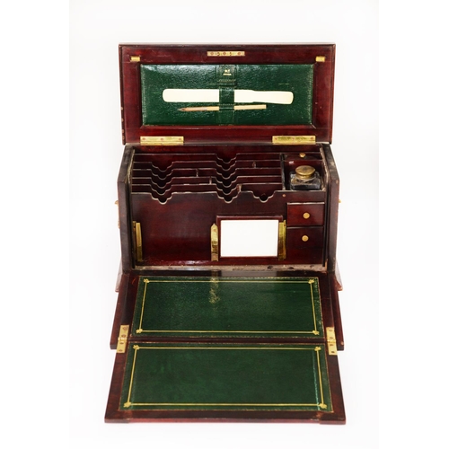 57 - LATE VICTORIAN SHERATON REVIVAL INLAID MAHOGANY STATIONERY BOX, well fitted interior with inkwell, t... 