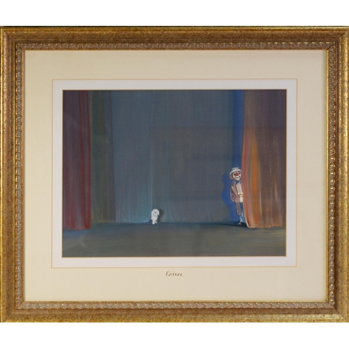 224 - JOHN MEAD (TWENTIETH/ TWENTY FIRST CENTURY)PAIR OF OIL PAINTINGS‘Encore’ and ‘Duet’, clown and dog o... 