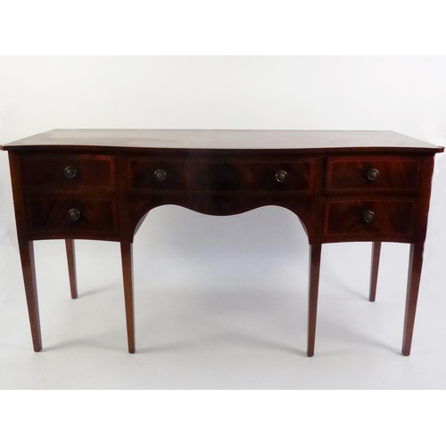 160 - TWELVE PIECE HEPPLEWHITE STYLE INLAID AND CROSSBANDED MAHOGANY DINING ROOM SUITE, comprising: TEN CH... 