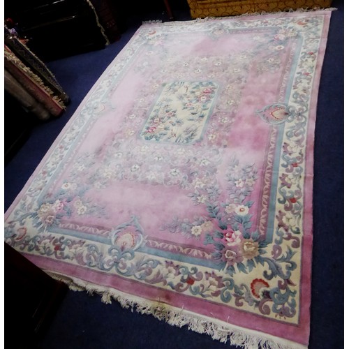 6 - FINE HEAVY QUALITY CHINESE SUPERWASH EMBOSSED CARPET, with unusual rectangular centre panel, with na... 