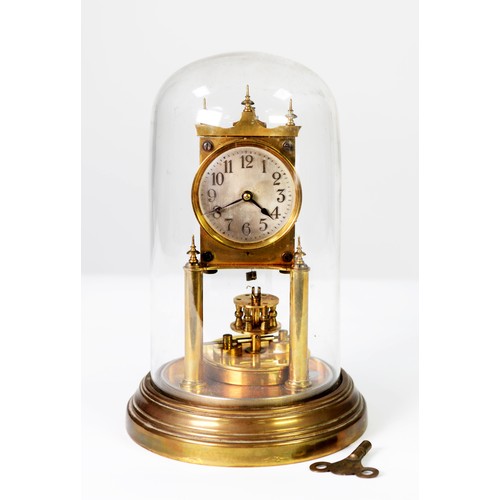 40 - 19TH CENTURY GUSTAV BECKER BRASS ANNIVERSARY CLOCK, with silvered arabic numeral dial, presented in ... 