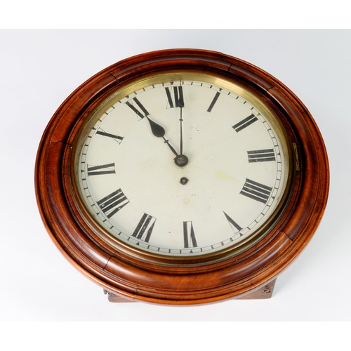 36 - VICTORIAN RED WALNUT FUSEE WALL CLOCK, the painted Roman numeral dial set within a red walnut bezel,... 