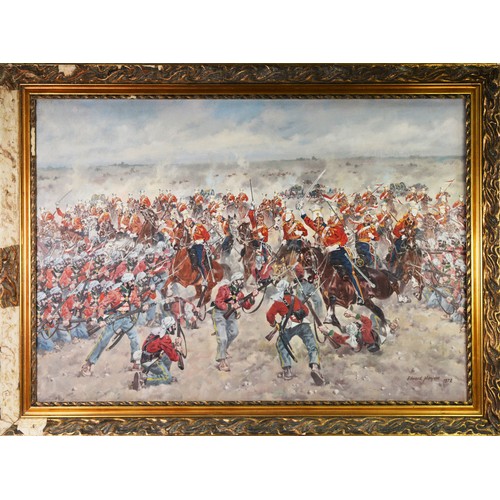 214 - EDWARD MESJASZ (1929-2007) (Polish)OIL ON CANVAS LAID ON BOARD The 16th Lancers at the Charge at Ali... 