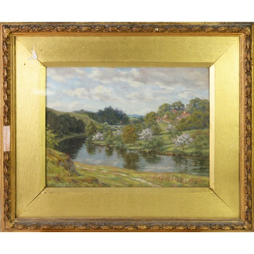 227 - BYRON COOPER (1850-1933) OIL PAINTING‘The River Teme, Ludlow’ Signed, titled to paper label verso 10... 