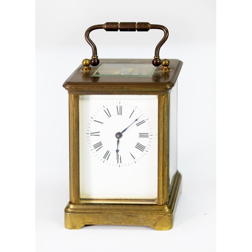 51 - AN EARLY 20TH CENTURY FRENCH SMALL CARRIAGE CLOCK, 3 ¾” HIGH