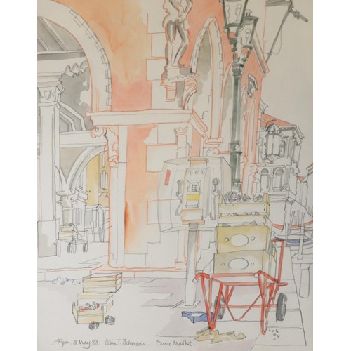 210 - COLIN TREVOR JOHNSON (b.1942) THREE PENCIL AND WATERCOLOURS‘Burano, Nr Venice’Signed, titled and dat... 