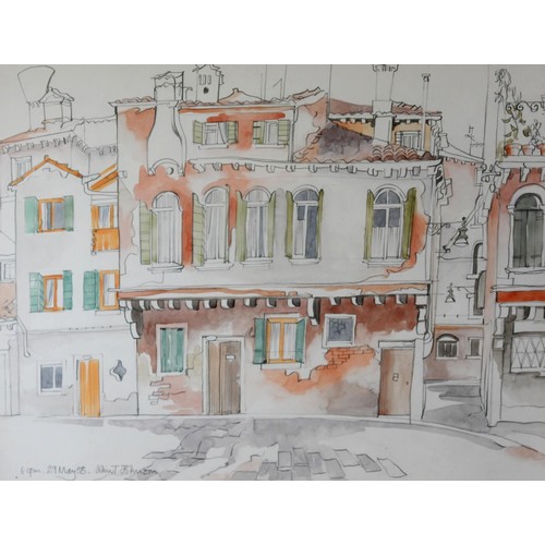 210 - COLIN TREVOR JOHNSON (b.1942) THREE PENCIL AND WATERCOLOURS‘Burano, Nr Venice’Signed, titled and dat... 