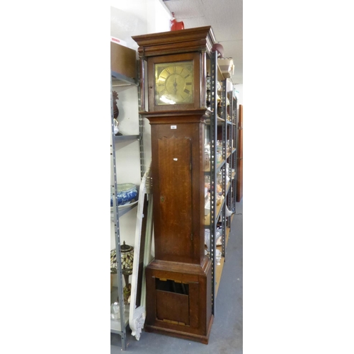 JOHN STOKES, 18TH CENTURY, OAK LONGCASE CLOCK WITH 11” SQUARE BRASS