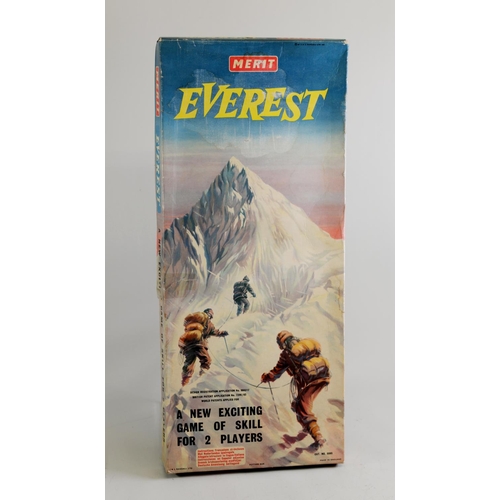 202 - CIRCA 1961 RARE MERIT BOXED MOUTAINEERING GAME FOR TWO PLAYERS with cardboard free-standing mountain... 