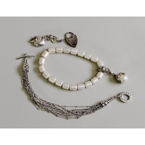 447 - LINKS OF LONDON 'RAINDANCE' MULTI-STRAND SILVER BRACELET, .925 assay mark.  TOGETHER WITH A  THOMAS ... 