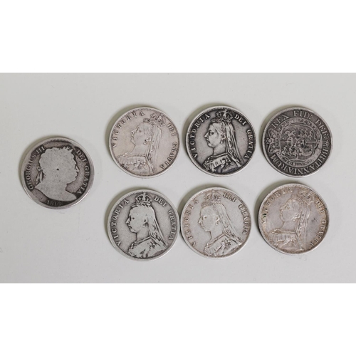 5 - GEORGE III SILVER HALF CROWN, small head 1819 (F), ANOTHER 1816 (badly worn),  VICTORIA JUBILEE HEAD... 