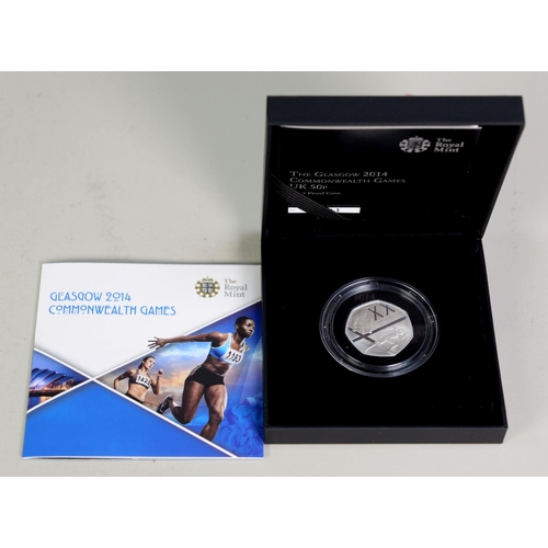 28 - “The Glasgow 2014 Commonwealth Games” 50p Silver Proof coin, boxed with certificate of authenticity...