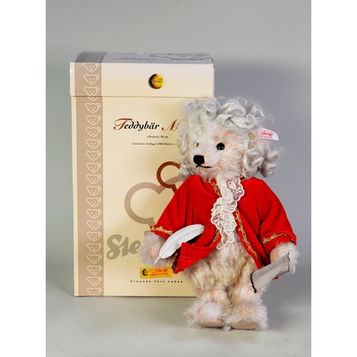 239 - STEIFF, GERMAN, LIMITED EDITION TEDDY BEAR, MOZART, with white mohair fur, hand-styled wig, glass ey... 