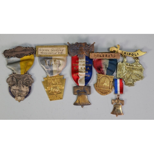 251 - FIVE MEDALLIONS WITH RIBBONS RELATING TO THE SESQUICENTENNIAL EXPOSITION PHILADELPHIA 1926, one havi... 