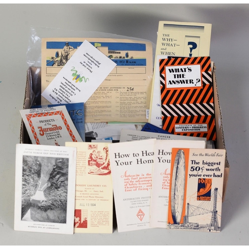 259 - APPROXIMATELY 55 ITEMS OF EPHEMERA RELATING TO CHICAGO WORLD'S FAIR 1933 - 1934 mainly exhibitor's p... 