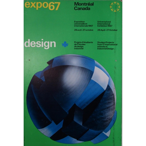 287 - EXPO 1967, MONTREAL CANADA, mixed lot, to include: THREE BOARD MOUNTED ADVERTISING POSTERS, 41 ½” x ... 