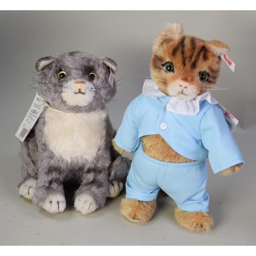 243 - TWO LIMITED EDITION STEIFF STUFFED TOY CATS, hand-made in Germany with mohair fur and glass eyes and... 