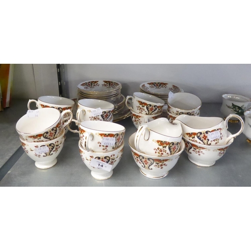 14 - COLCLOUGH BONE CHINA TEA SERVICE FOR TWELVE PERSONS, APPROXIMATELY 42 PIECES, WITH PRINTED FLORAL AN... 