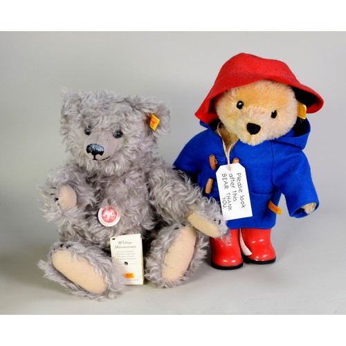 240 - STEIFF 'CLASSIC' TEDDY BEAR 'BORIS' with button in the ear, curly grey mohair fur, glass eyes, five-... 