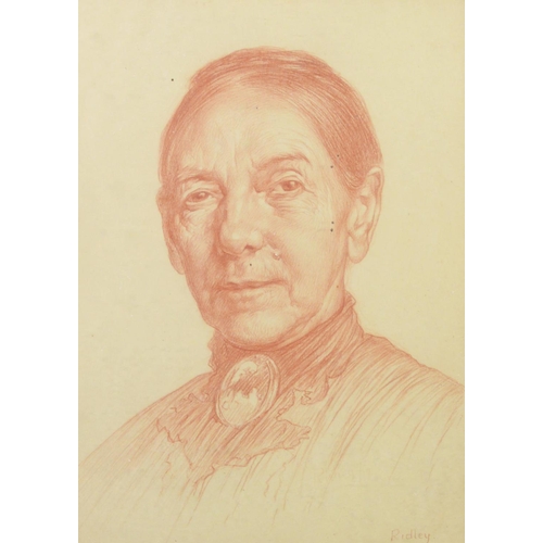 153 - FROM THE EDWARD RIDLEY STUDIO OF WORKSEDWARD RIDLEY (1883 - 1946) RED CHALK DRAWING No 2 Portrait, b... 