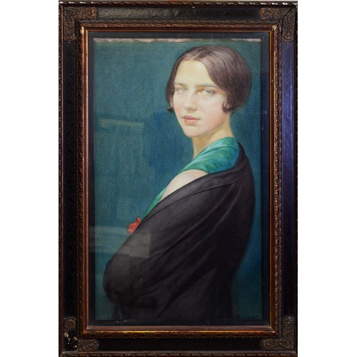 148 - EDWARD RIDLEY (1883 - 1946) WATERCOLOUR DRAWING Isobel No 2, half-length portrait of a young woman S... 