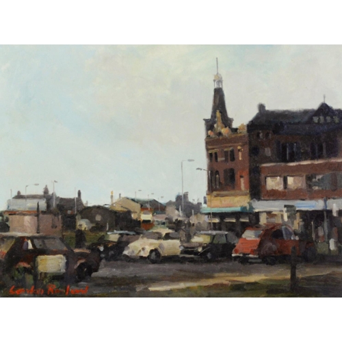 99 - GORDON RADFORD (1936-2015) OIL ON BOARD‘Manchester Road, Newton Heath’ Signed, titled verso 11 ½” x ... 