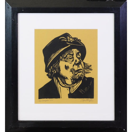 47 - ROGER HAMPSON (1925 - 1996) <br />ARTIST SIGNED LIMITED EDITION LINOCUT ON BUFF PAPER<br />‘Mrs Crom...