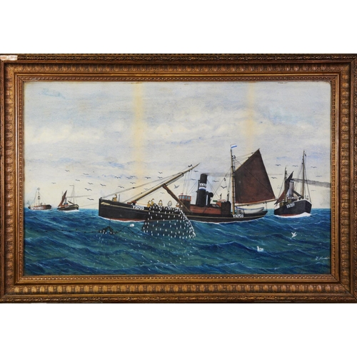 122 - TOM SWAN (painted circa 1905) GOUACHE AND WATERCOLOUR Steam Drifter 'Yare' built at Yarmouth 1903 de... 